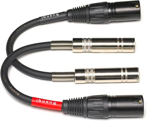 3-Pin XLR Female to 1/4" 6.35mm Stereo Dual Channel Female Plug Audio Cable Mic Adapter, 1/4" TRS to XLR Female Adapter Cable, 6 in, 2-Pack in Kuwait