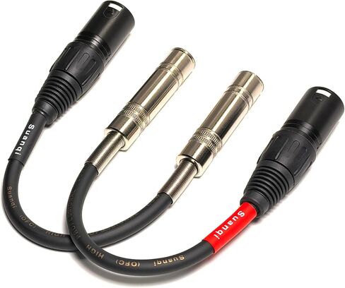3-Pin XLR Female to 1/4" 6.35mm Stereo Dual Channel Female Plug Audio Cable Mic Adapter, 1/4" TRS to XLR Female Adapter Cable, 6 in, 2-Pack in Kuwait