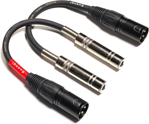 3-Pin XLR Female to 1/4" 6.35mm Stereo Dual Channel Female Plug Audio Cable Mic Adapter, 1/4" TRS to XLR Female Adapter Cable, 6 in, 2-Pack in Kuwait