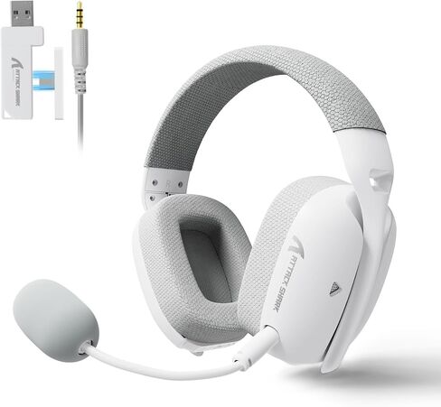 ATTACK SHARK L80PRO Wireless Gaming Headset Lightseed Tech- Built-in&Detachable Dual Microphone-Lightweight Headphone with Tri-Mode(2.4GHz USB C&A Dongle/BT/Wired)-for PC Mac PS4 PS5 Switch Win-White in Kuwait
