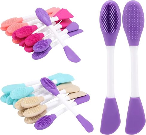 10 Pcs Silicone Face Mask Applicator, 2 in 1 Double-Sided Facial Lip Scrub Brush Tool, Double-Head Face Scrubber for Deep Gentle Exfoliating in Kuwait