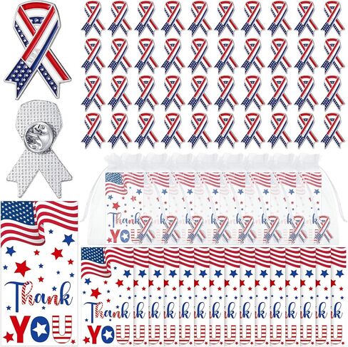 Quelay 150 Pcs Veteran Label Pins Gift Bulk Patriotic American Flag Pins Military Veterans Pins Thank You for Your Service Cards and Organza Bags for Veterans Day Christmas Gift Memorial Day in Saudi Arabia