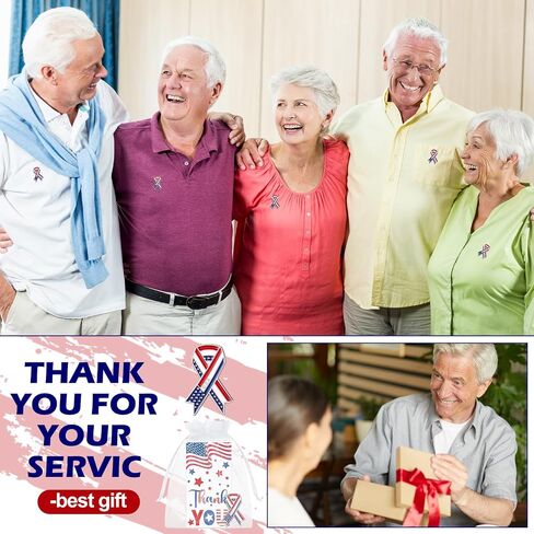 Quelay 150 Pcs Veteran Label Pins Gift Bulk Patriotic American Flag Pins Military Veterans Pins Thank You for Your Service Cards and Organza Bags for Veterans Day Christmas Gift Memorial Day in Saudi Arabia