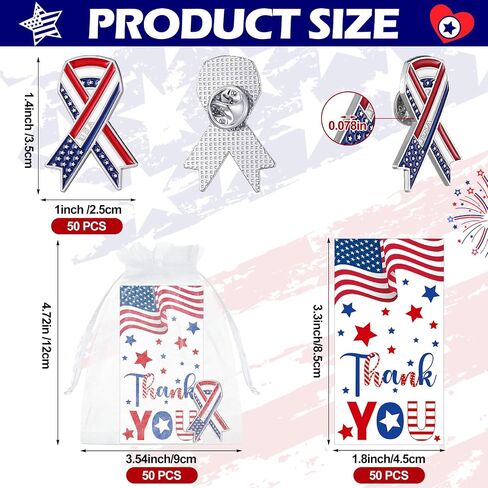 Quelay 150 Pcs Veteran Label Pins Gift Bulk Patriotic American Flag Pins Military Veterans Pins Thank You for Your Service Cards and Organza Bags for Veterans Day Christmas Gift Memorial Day in Saudi Arabia