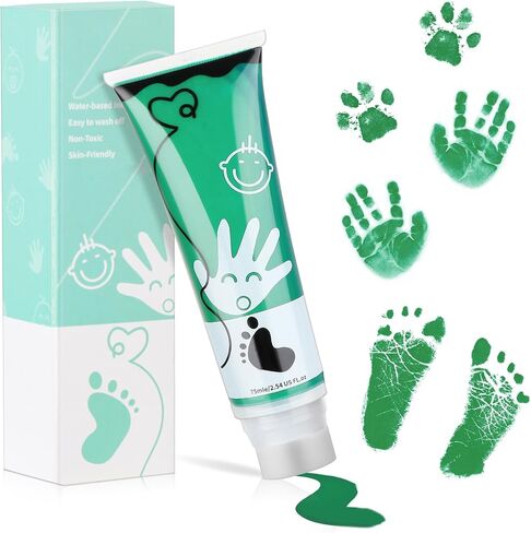 Baby Hand and Footprint Paint with Sponge Head, 2.54 fl oz, Non-Toxic & Acid-Free, Washable Baby Safe Paint for Newborn Keepsakes, Dog Nose & Paw Prints, Ideal New Mom Gift - Black in Saudi Arabia