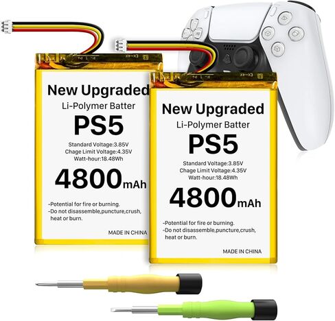 SHENMZ PS5 Controller Battery, 2 Pack High Capacity （4800mAh） LIP1708 Li-ion Replacement Battery for Sony PlayStation 5 Dualsense Controller CFI-ZCT1 W B U Replace PS5 Batteries Pack in Kuwait