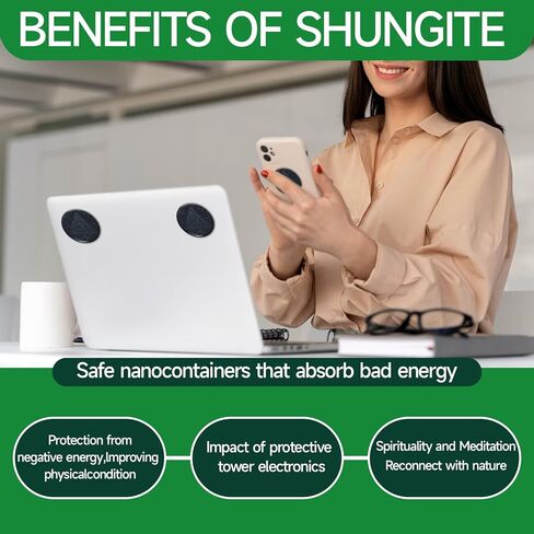 6 Pcs Shungite Neutralizer Sticker for Cell Phone 20 mm/ 0.79 Inch Shungite Stones Plate for Tablet Laptop Computer in Kuwait