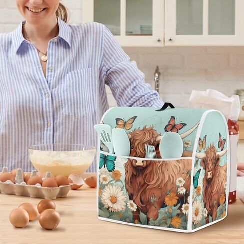 UpetStory Farmhouse Highland Cow Kitchen Aid Cover Cover Milechold Stand Mixers Cover Tove for Tilt Head 4.5-5 Quart Food Gudr Wost with with Pocket in Kuwait