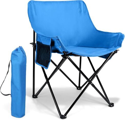 Leonyo Camping Chair, Oversized Folding Camping Chair, Heavy Duty Portable Moon Chair with Carry Bags, Outdoor & Lawn Chairs for Outside Fishing, Hiking, Travel, Beach and Sports (Blue) in Kuwait