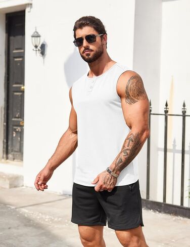 COOFANDY Men's Casual Tank Top Sleeveless Henley Shirts Muscle Fit T Shirt in Saudi Arabia