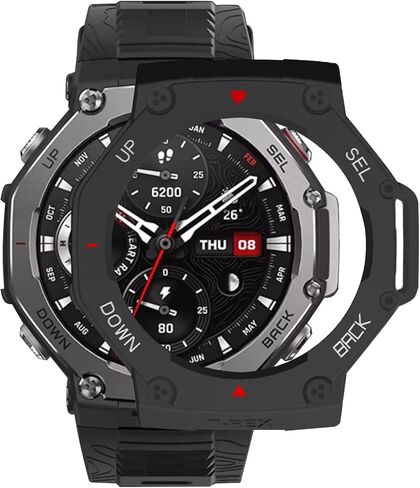 تناسب غطاء حالة Amazfit T-Rex 3 ، وموظفي مقاوم للصدمة متين للكمبيوتر الشخصي محافظات حامية الإطارات على السلة الذكية AmazFit T-Rex3 (Blackredwhite) in Kuwait