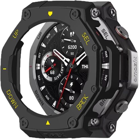 تناسب غطاء حالة Amazfit T-Rex 3 ، وموظفي مقاوم للصدمة متين للكمبيوتر الشخصي محافظات حامية الإطارات على السلة الذكية AmazFit T-Rex3 (Blackredwhite) in Kuwait