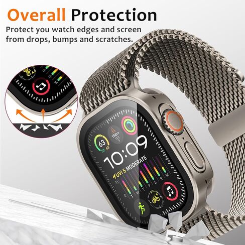 Amizee Matal Case Compatible with Apple Watch Ultra 2/Ultra Case with Built-in Screen Protector, Straight Edge Ultra Thin with Back Cover Protective Cover for iWatch 49mm, Titanium in Saudi Arabia