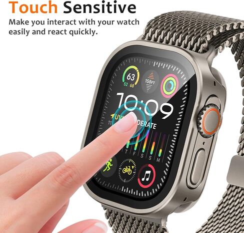 Amizee Matal Case Compatible with Apple Watch Ultra 2/Ultra Case with Built-in Screen Protector, Straight Edge Ultra Thin with Back Cover Protective Cover for iWatch 49mm, Titanium in Saudi Arabia