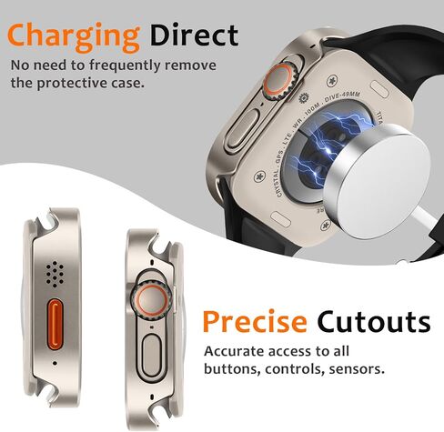 Amizee Matal Case Compatible with Apple Watch Ultra 2/Ultra Case with Built-in Screen Protector, Straight Edge Ultra Thin with Back Cover Protective Cover for iWatch 49mm, Titanium in Saudi Arabia