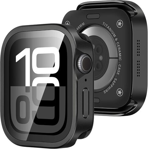 Amizee Matal Case Compatible with Apple Watch Ultra 2/Ultra Case with Built-in Screen Protector, Straight Edge Ultra Thin with Back Cover Protective Cover for iWatch 49mm, Titanium in Saudi Arabia