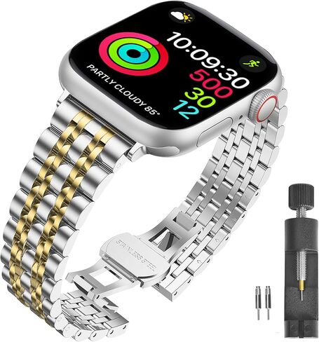 Compatible Apple Watch Bands 41mm 40mm 38mm 49mm 45mm 44mm 42mm, Stainless Steel iWatch Band Strap for Apple Watch Ultra2 Ultra Series 10 9 8 7 6 5 4 3 2 1 SE SE2, 38mm 40mm 41mm in Saudi Arabia