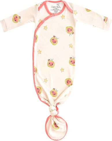 Copper Pearl Baby Gown - Knotted Newborn Sleepers for Baby Boy and Girl, Soft Stretchy Long Sleeve Infant Gowns with Bottom Tie & Hand Mittens, Perfect Hospital Coming Home Outfit (CoComelon Friends) in Saudi Arabia