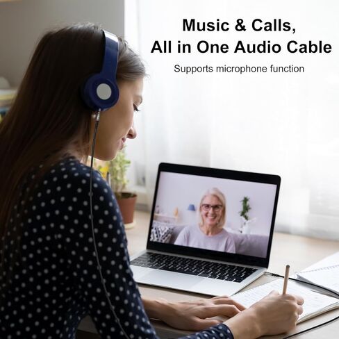 J&D 3.5 mm TRRS Cable, Nylon Braided Male to Male Aux Cable with Gold-Plated Connector Aluminum Alloy Shell for Headphones, Car Stereos and More, Grey, 6.6 feet in Saudi Arabia