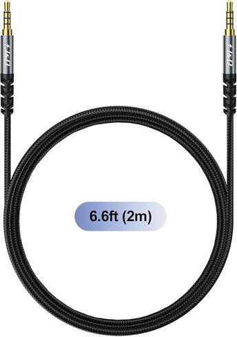 J&D 3.5 mm TRRS Cable, Nylon Braided Male to Male Aux Cable with Gold-Plated Connector Aluminum Alloy Shell for Headphones, Car Stereos and More, Grey, 6.6 feet in Saudi Arabia