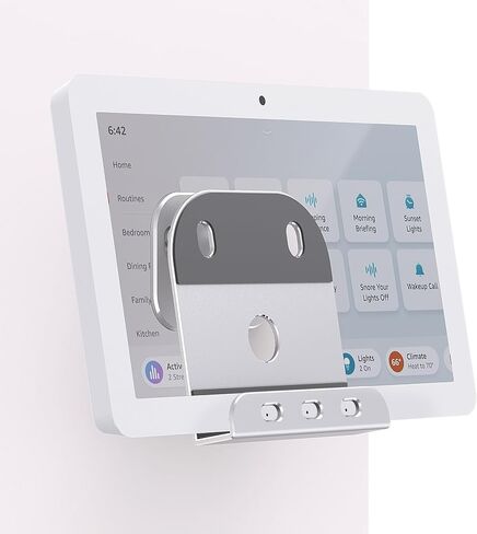 Wall Mount for Echo Hub, Sturdy Mount with Multiple Anti-Slip Pads, Adjustable Tilt and Swivel Echo Hub Mount for Viewing, Echo Hub Bracket Holder with Cable Management (Silver-Small) in Saudi Arabia