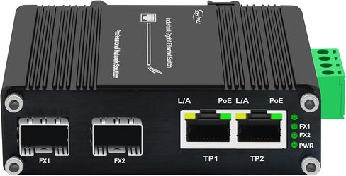 Mini Industrial 2-Port Gigabit 30W PoE Media Converter with DIN Rail Mount Hardened IEEE 802.3af/at 30W PoE+ Ethernet to SFP Fiber Converter with 2 RJ45 Ports & 2 SFP Ports in Saudi Arabia
