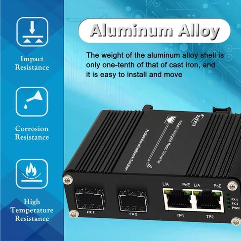 Mini Industrial 2-Port Gigabit 30W PoE Media Converter with DIN Rail Mount Hardened IEEE 802.3af/at 30W PoE+ Ethernet to SFP Fiber Converter with 2 RJ45 Ports & 2 SFP Ports in Saudi Arabia