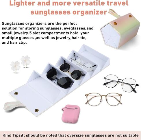 Sunglass Organizer, Multiple Sunglasses Case, Premium Sunglass Travel Case for Multiple Pairs, Glasses Case for 5 Slots, Leather Sunglasses Organizer, Travel Sunglasses Organizer for Women Men in Kuwait