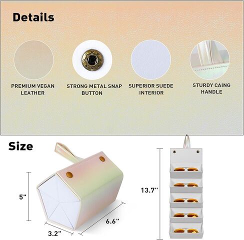 Sunglass Organizer, Multiple Sunglasses Case, Premium Sunglass Travel Case for Multiple Pairs, Glasses Case for 5 Slots, Leather Sunglasses Organizer, Travel Sunglasses Organizer for Women Men in Kuwait