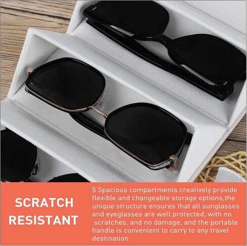 Sunglass Organizer, Multiple Sunglasses Case, Premium Sunglass Travel Case for Multiple Pairs, Glasses Case for 5 Slots, Leather Sunglasses Organizer, Travel Sunglasses Organizer for Women Men in Kuwait