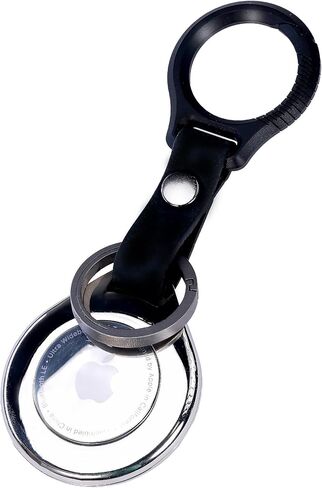 Titanium Keychain for Apple Airtags Metal Alloy case Shockproof Anti-Scratch Lost Luggage Cat Dog Pets car Accessories Finders GPS Quick Release EDC Key Holder Ring (Black Circle) in Kuwait