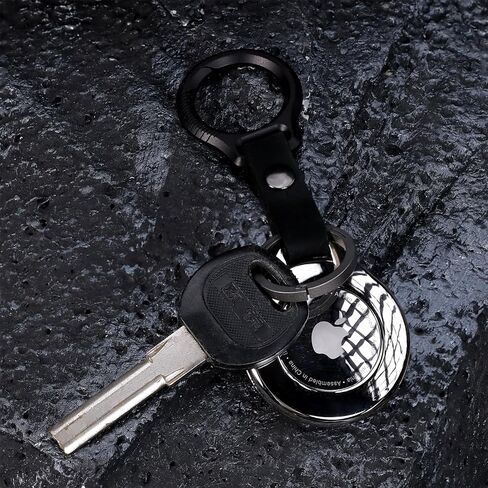 Titanium Keychain for Apple Airtags Metal Alloy case Shockproof Anti-Scratch Lost Luggage Cat Dog Pets car Accessories Finders GPS Quick Release EDC Key Holder Ring (Black Circle) in Kuwait