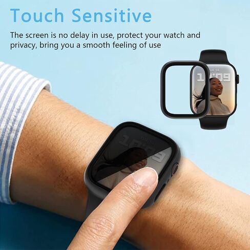 COMMUTER [3 Pack] Privacy Screen Protector for Apple Watch 9/8/7 45mm, Hard PC Ultra-Thin Case with Built-in Anti-Peeping Tempered Film for Apple Watch Series 9/8/7 45mm, Black/Clear/Rose Gold in Kuwait