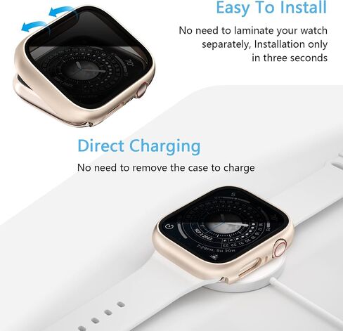 COMMUTER [3 Pack] Privacy Screen Protector for Apple Watch 9/8/7 45mm, Hard PC Ultra-Thin Case with Built-in Anti-Peeping Tempered Film for Apple Watch Series 9/8/7 45mm, Black/Clear/Rose Gold in Kuwait