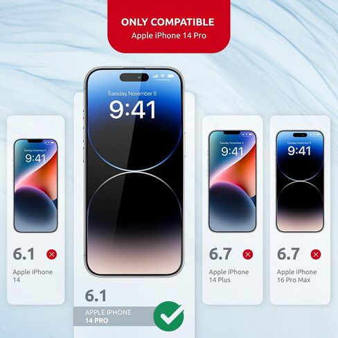 واقي شاشة زجاجي مزجور لـ iPhone 14 Pro - حماية كاملة من الحافة إلى الحافة ، صلابة 9H ، طلاء أوليفيك - شاشة Saver for iPhone 14 Pro مع مجموعة قضيب - تصميم أسود in Kuwait