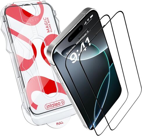واقي شاشة زجاجي مزجور لـ iPhone 14 Pro - حماية كاملة من الحافة إلى الحافة ، صلابة 9H ، طلاء أوليفيك - شاشة Saver for iPhone 14 Pro مع مجموعة قضيب - تصميم أسود in Kuwait