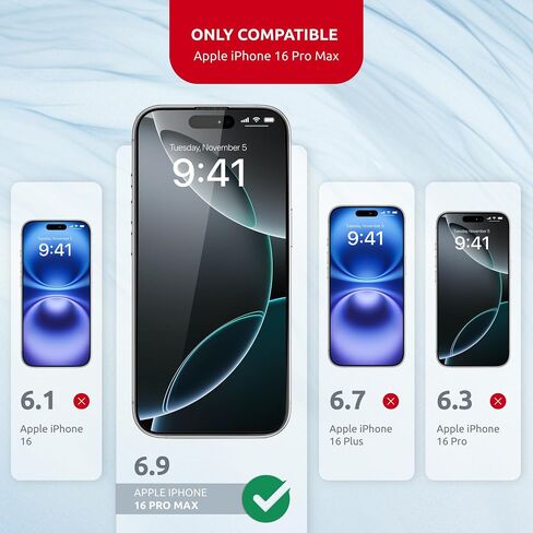 Screen Protector for iPhone 17 Pro Max – MagicBox (2 PACK) Tempered Glass Screen Protector iPhone 17 Pro Max (2 Pcs) Edge-to-Edge Protection with 2 Applicators, 9H Hardness, Oleophobic Coating in Saudi Arabia