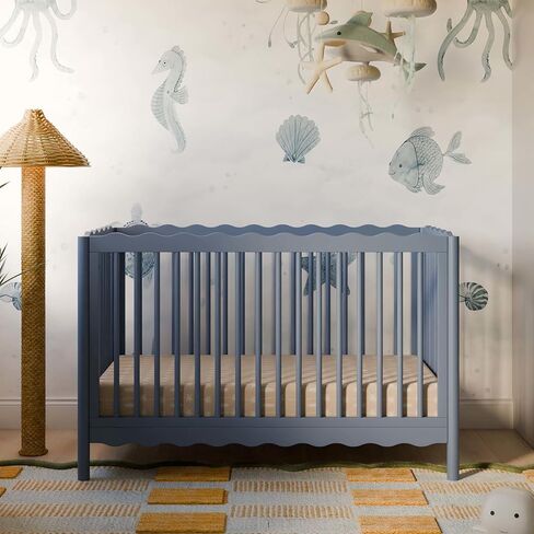 babyletto Swell 4-in-1 Convertible Crib with Toddler Bed Conversion Kit in Honey, Greenguard Gold Certified in Kuwait