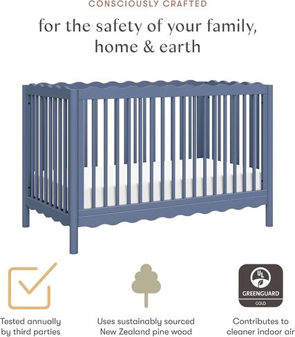 babyletto Swell 4-in-1 Convertible Crib with Toddler Bed Conversion Kit in Honey, Greenguard Gold Certified in Kuwait