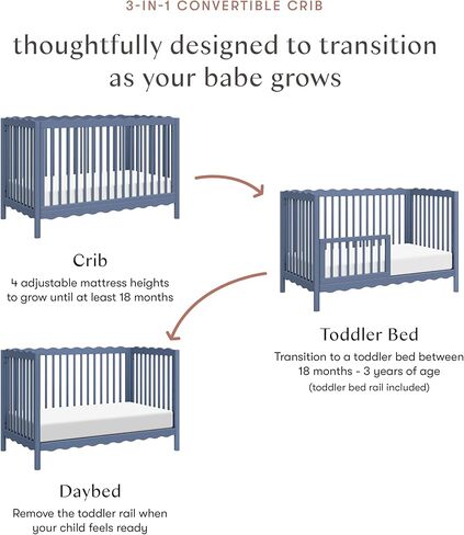 babyletto Swell 4-in-1 Convertible Crib with Toddler Bed Conversion Kit in Honey, Greenguard Gold Certified in Kuwait