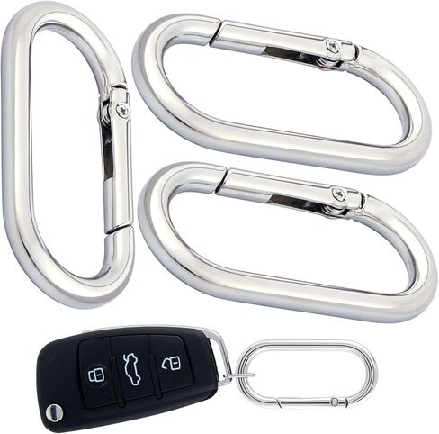 3pcs Oval Spring Clips, Metal O Ring Carabiner Keyring, Heavy Duty Buckle Clasp for Keychains Backpacks Purses DIY Crafts in Kuwait