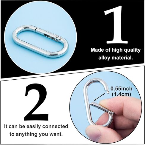 3pcs Oval Spring Clips, Metal O Ring Carabiner Keyring, Heavy Duty Buckle Clasp for Keychains Backpacks Purses DIY Crafts in Kuwait