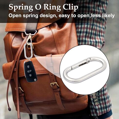 3pcs Oval Spring Clips, Metal O Ring Carabiner Keyring, Heavy Duty Buckle Clasp for Keychains Backpacks Purses DIY Crafts in Kuwait