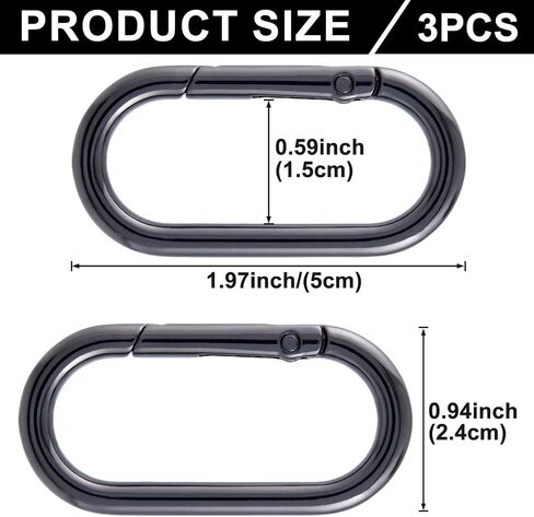 3pcs Oval Spring Clips, Metal O Ring Carabiner Keyring, Heavy Duty Buckle Clasp for Keychains Backpacks Purses DIY Crafts in Saudi Arabia