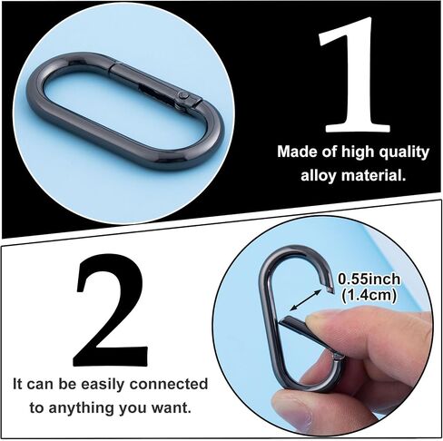 3pcs Oval Spring Clips, Metal O Ring Carabiner Keyring, Heavy Duty Buckle Clasp for Keychains Backpacks Purses DIY Crafts in Saudi Arabia