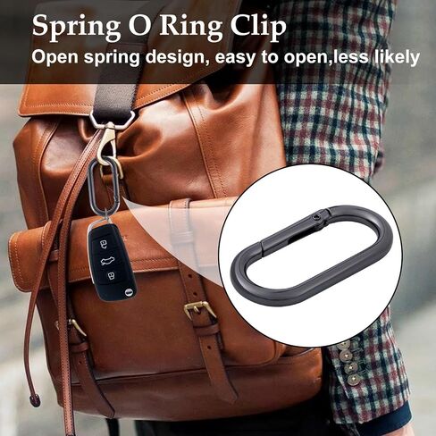 3pcs Oval Spring Clips, Metal O Ring Carabiner Keyring, Heavy Duty Buckle Clasp for Keychains Backpacks Purses DIY Crafts in Saudi Arabia