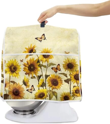 Sunflower Butterfly Kitchen Aid Mixer Cover Stand Mixer Dust Proof Cover with Accessory Storage Pockets and Handles, Fits All Tilt Head & Bowl Lift Models (Fits for 4.5-Quart and 5-Quart) in Saudi Arabia