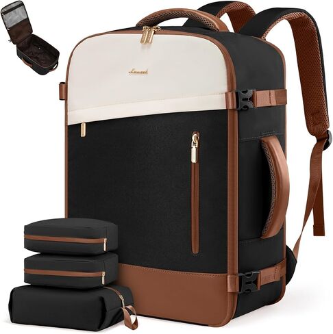 LOVEVOOK Travel Backpack For Women, 40L Carry On Backpack, Flight Approved Personal Item Travel Bag, Large Travel Essentials TSA Approved Luggage Waterproof Weekender Bag Fits 17" Laptop With 3 Cubes in Saudi Arabia