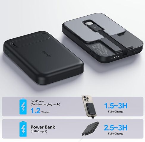 شاحن محمول لساعة Apple، 5200 مللي أمبير في الساعة لشاحن iWatch اللاسلكي مع كابل مدمج، شاحن بطارية للسفر لساعة Apple 9/Ultra2/8/Ultra/7/6/Se/5، iPhone 14/13/12/11 /XR 8 7 6s in Kuwait