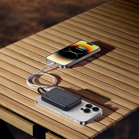 شاحن محمول لساعة Apple، 5200 مللي أمبير في الساعة لشاحن iWatch اللاسلكي مع كابل مدمج، شاحن بطارية للسفر لساعة Apple 9/Ultra2/8/Ultra/7/6/Se/5، iPhone 14/13/12/11 /XR 8 7 6s in Kuwait